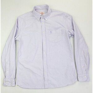 Brooks Brothers Red Fleece Size Medium Mens Lilac Button Down Pocket Logo Shirt